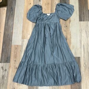 In February ruffle Blue Midi Dress